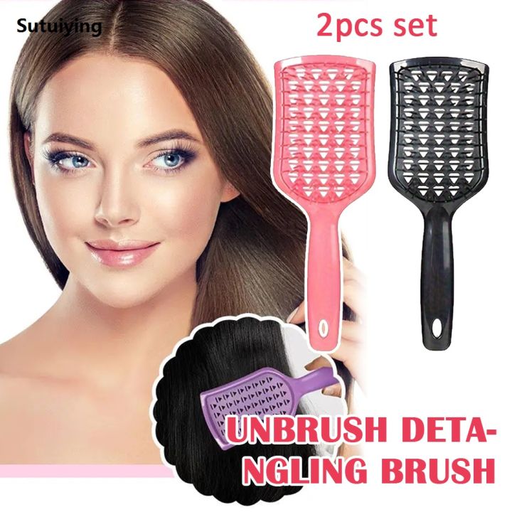 Sutuiying%202pcs/set%20hair%20brush%20Hollow%20Multi%20Teeth%20Comb%20Diamond%20Fluffy%20High%20Portable%20Head%20Top%20Tool%20Dry%20Dual%20Massage%20Scalp%20Hairdressing%20tools%20-%20Image%202