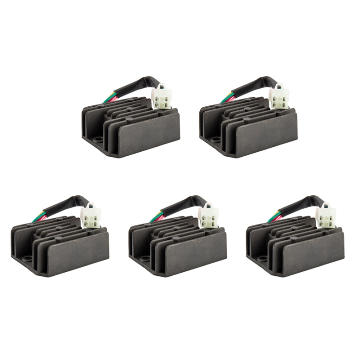 fasdaga 5X Universal 4 Wire Full Wave Black Motorcycle Regulator Rectifier 12V DC Bike Quad