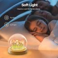Round Shape Tulip Night Light LED Decorations Lamp, No Assembly Required, Glass Artificial Tulips Bedroom Flower Table Lamp,. 