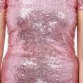 Pink Sequin V-Neck Half Sleeve Bodycone Dress For Women. 