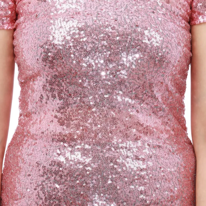 Pink%20Sequin%20V-Neck%20Half%20Sleeve%20Bodycone%20Dress%20For%20Women%20-%20Image%207