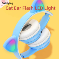 Sutuiying P47M Wireless Bluetooth Headset Gamer Cat LED Light Waterproof Noise Original Cancelling Earbuds Wireless Headphones Bluetooth Earphones. 