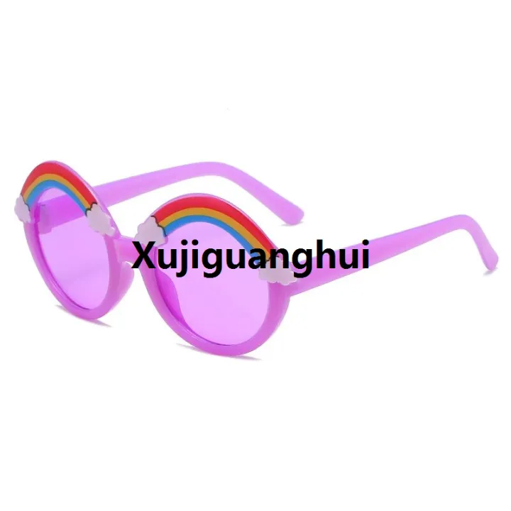 Xujiguanghui%20Round%20Sunglasses%20Kids%20Rainbow%20Sun%20Glasses%20Girls%20Children%20Colorful%20Eye%20Lenses%20Baby%20Shades%20Boys%20Yellow%20Mirror%20Junior's%20Eyeglasses%20-%20Image%202