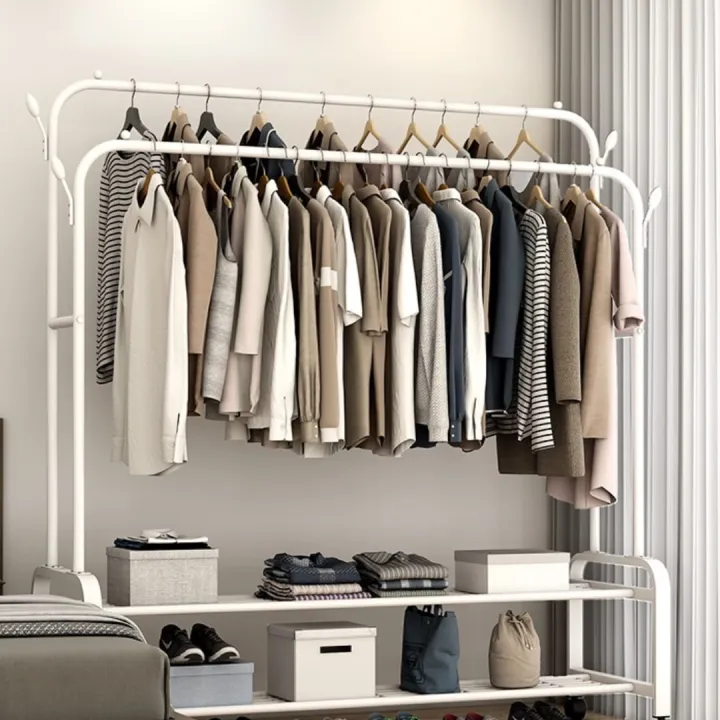Coat%20hanger%20Rack%20hall%20Shelves%20With%20Heavy%20Duty%20Full%20Body%20Iron%20steel%20Hooks/%20Double/%20Single%20Pole%20Clothe%20Hanger%20Stand%20With%20Shoe%20Rack%20-%20Image%202