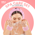 Girls Select Spa Care Set with Headband and Wristband Set For Daily Skincare Routine Soft And Comfortable Cloudy Band. 