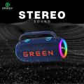 Green Melody-30 Wireless Speaker | 30Watt (15*2) Output | Dual Speaker | Dual EQ Models | 57mm*2 Dynamic Drivers | 6 Hours Playback | IPX5 Rating | FM Radio | RGB Changeable Light | 4000mAh  Battery Capacity | Stereo Sound  | HIFI Tone| | Type-c Charging. 