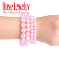 Gift Bead Lovers Women's Ulsera Chain Elastic Cord P Natural Stone Pink Rose Quartz Crystal Bead Bracelet Streche Hands Fine Jewelry. 