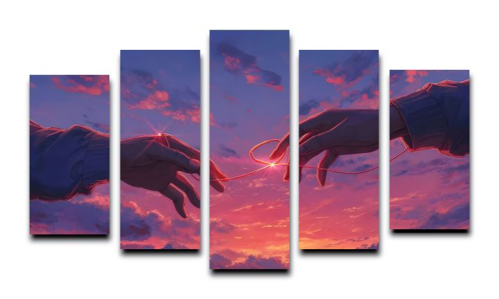 Anime%20Red%20Thread%20of%20Fate%20Sunset%20Sky%20Anime%20Couple%20%20Wall%20Decor%20%E2%80%935%20Pieces%20Canvas%20Wall%20Art%20Set%20-%20Image%202