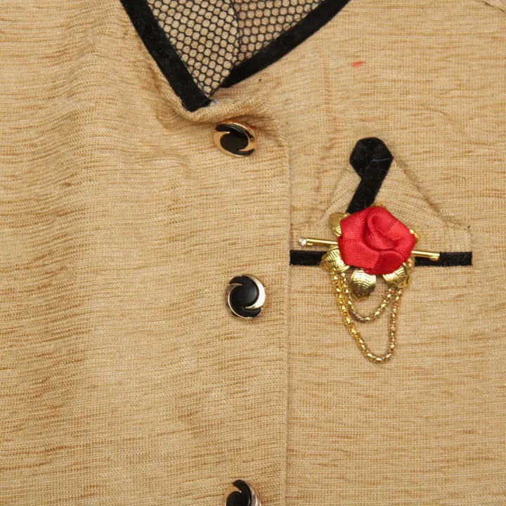 Gold%20Color%20Cotton%20%20Plain%20Design%20Modi%20Coat%20For%20Kids%20with%20Broach%20-%20Image%203