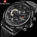 NAVIFORCE Nf9068 Chronograph Watch With Leather Strap For Men - Balck/White. 