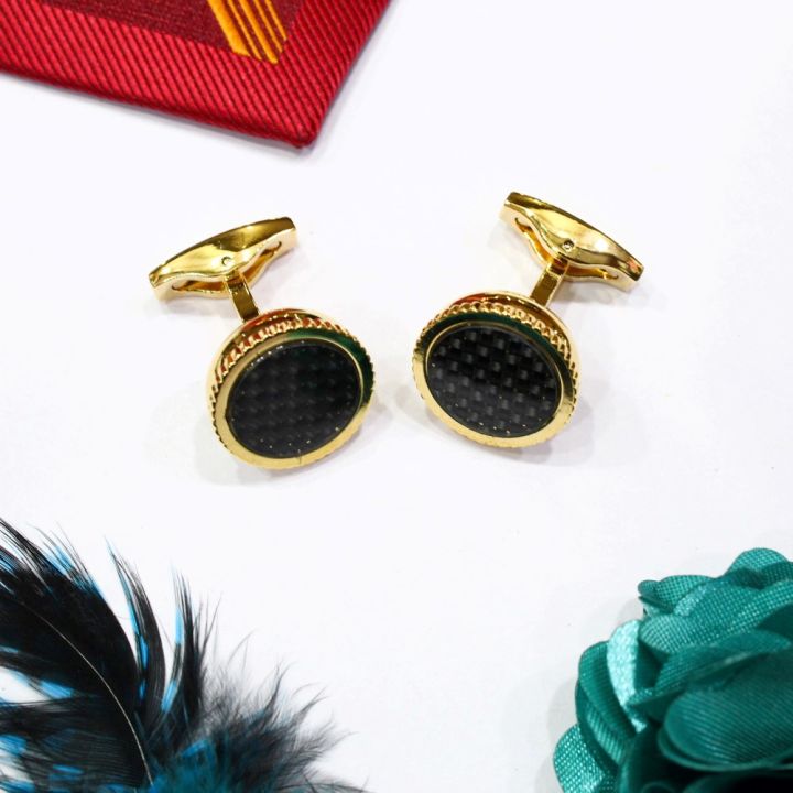 Black Abstract Circle Design Cufflink - Set Of 2