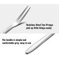 10Pcs Stainless Steel Reusable Fruit Fork Cake Snack Dessert Salad Flatware Fork Two- Fork Set Kitchen Tool 13cm. 