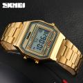 SKMEI  1123 30M Waterproof Led Japanese Quartz Stainless Steel Watch - Golden. 
