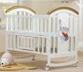 Movable Wooden Baby Crib With Wheels. 