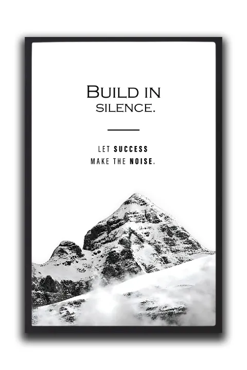 "Build%20in%20Silence%20Let%20Success%20Make%20the%20Noise"%20Mountain%20Framed%20Wall%20Art%20%7C%20One%20Piece%20Frame%20-%20Image%202