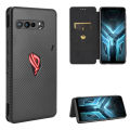 lthmy for Asus ROG Phone 3 / ROG Phone 3 Strix Carbon Fiber Magnetic Closure with Card Slot Flip Case Cover. 