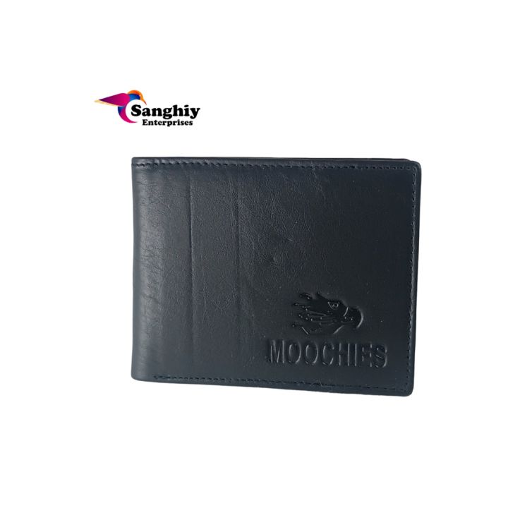 Moochies Black Genuine Leather Wallet For Men With Clip