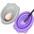 Silicone Folding Washing Pad Makeup Brush Cleaning Bowl, Cosmetic Brush Cleaner For Makeup Sponge Cleaning. 