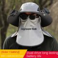 Sombrero Solar Fan Fisherman Hat Outdoor Big Brim Sunscreen quick-dry Fishing Hats Men Rechargeable Large Wind Mute Cap Big. 