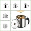 Stainless Steel Oil Strainer Pot Kitchen Gadget Large Capacity .2/.3L Oil Storage Container with Filter and Tray  Lard Strainer Tank Cooking Grease. 