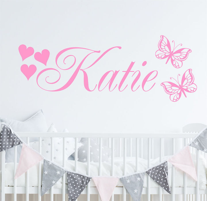 Wall Sticker Vinyl Kids Room Name Girls Custom Wall Sticker Butterfly ...