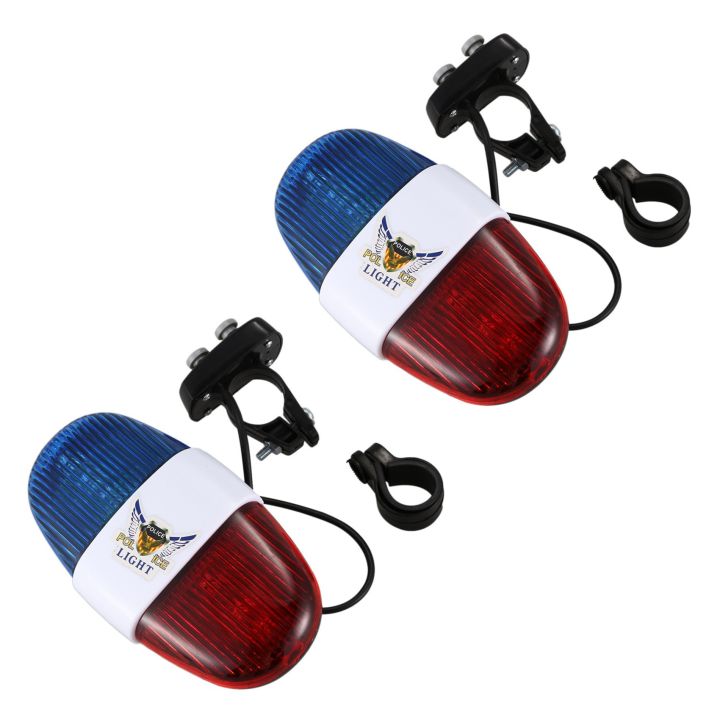 NCANRUI 2X Bicycle Cycling 4 Tones 6 LED Electronic LED Warning Lights Siren Horn Beeper Bell