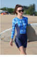 Push Up Padded Printing Leaf Pattern Zipper Swimwear Women One Piece Wetsuit Women Diving Suit. 