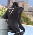 Veloria – Ladies’ Elegant Premium Black Ankle Boots with Gold Accent. 