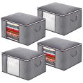 4PCS Large Capacity Clothes Storage Bag,Foldable Blanket Storage Organizers with Clear Window,for Comforters,Bedding. 