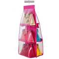 Clear Purse Bag Storage Holder Wardrobe Closet Space Saving 6 Pockets Pouch Hanging Hand Bags Organizer for Living. 
