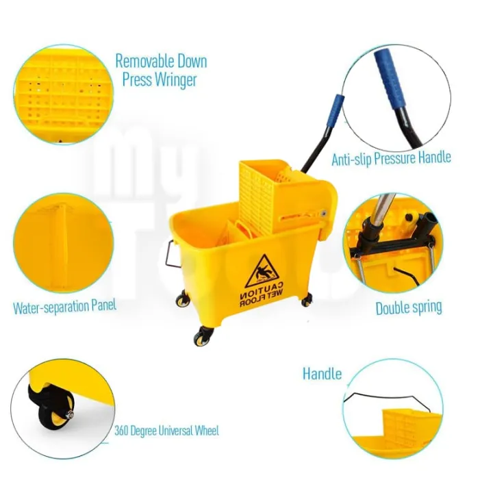 Extra%20Strong%20Yellow%20Heavy%20Duty%20Mop%20Bucket%20%20with%20Wringer%2020Litre%20/%2020L%20Mop%20Bucket%20with%20Wringer%20Down%20Press%20-%20Image%205