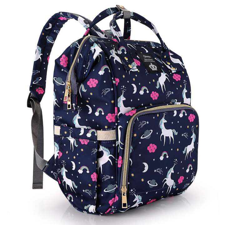 Unicorn Printed Multifunction Waterproof Diaper Backpack