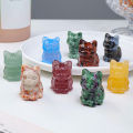Smooth No Burrs Sitting Posture Lucky Cat Figure Chinese Lucky Cat Statue Faux Crystal Ornament Home Decor. 