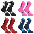 DISICHEN Original 2023 New Raph 4 Color Stripe Cycling Socks Men and Women Wearproof Road Bike Compression Socks Pink. 
