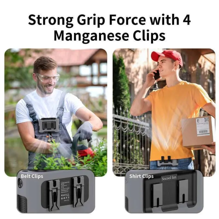 Socool%2014500mAh%20Portable%20Waist%20Fan%20Dual%20Airflow%20Outlet%20Turbo%20Motors%20with%20Four%20Clips%20Emergency%20Flashlight%20Power%20Bank%20for%20Outdoor%20-%20Image%206