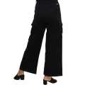 Black Cotton Side Pocket Design Cargo Pant For Women. 