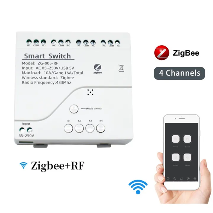 2X%204CH%20Zigbee%20Smart%20Light%20Switch%20Module%20AC%2085-250V%20RF433%20Receive%2010A%20Relays%20Work%20with%20Alexa%20Assistant,Tuya%20Smart%20Life%20-%20Image%204