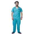 Unisex Aqua Blue Scrubs With Side Piping Apron For Doctors, Nurses, Medical Students. 