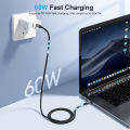 Choetech PD60W USB-C to USB-C Cable | 10000+ Bend Lifespan | Durable Nylon Braided And Aluminum Housing. 