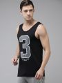 U.S. Polo Assn. Men Black & Grey Printed Gym Vest. 