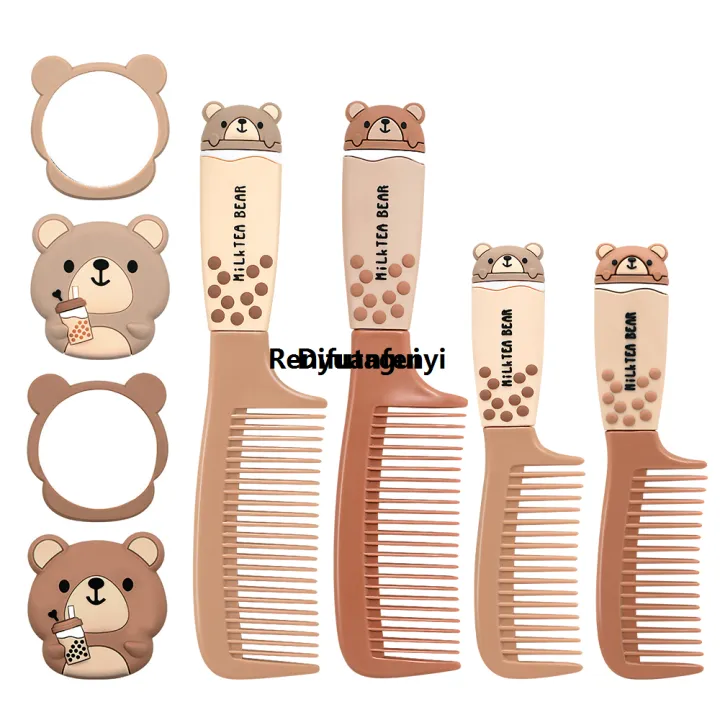 Difutagui%20Milk%20Tea%20Bear%20Hairdressing%20Fine%20Tooth%20Anti%20Static%20Combs%20Cute%20Round%20%E3%80%902025%202025%20Version%E3%80%91%20Mirror%20Small%20Bear%20Pattern%20Makeup%20Mirror%20Salon%20Beauty%20Tools%20-%20Image%206
