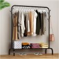 Freestanding Metal Clothes Hanger Coat Rack Stand Organizer With Storage Shelf - Black. 