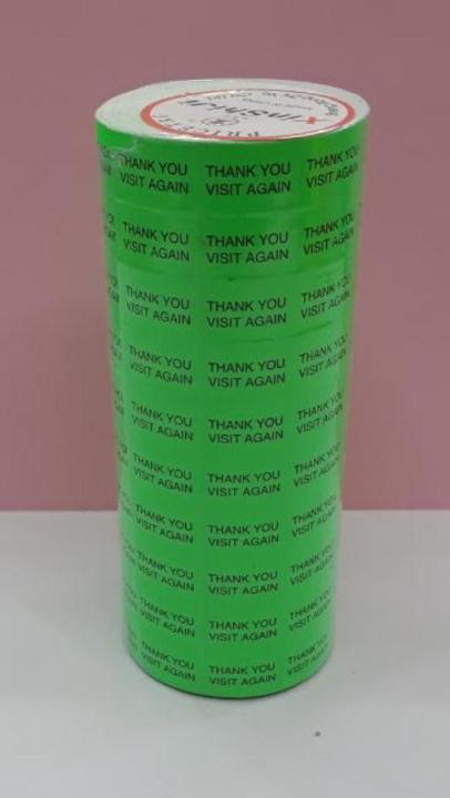 Two Line Thank You Visit Again Price Roll Sticker Green-Sets Of 10 Rolls By Mitrata