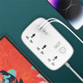 LDNIO SC3416 3250W Power Strip Multiplug with 65W PD Fast Charging | 3 Universal AC Sockets, 2 USB-C & 2 USB-A Ports | 2 Meter Cord for Laptops, Phones, Home & Office. 