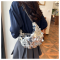 Dumpling Half Moon Shape Bag Large Capacity Sequin Crossbody Bag Sequin Chain for Dinner Party Daily Commute Outdoor Activities. 