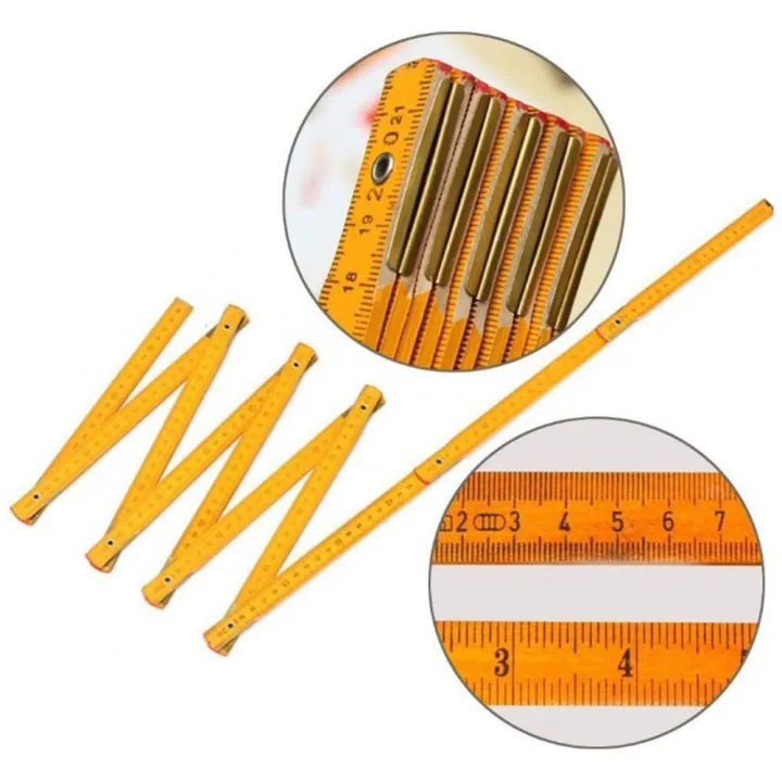 Foldable Double Sided Scale .5M 2M Folding Wooden Ruler General Use DIY ...