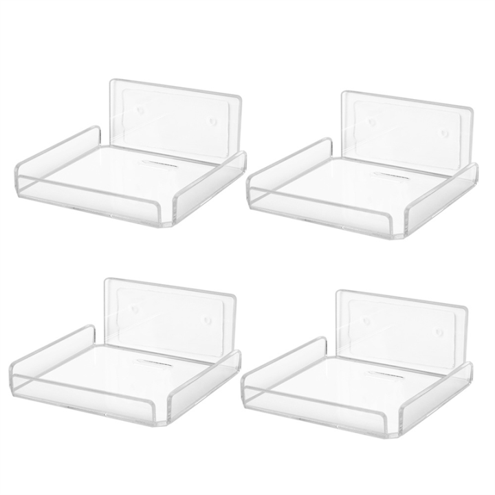 4 Piece Wall Punch-Free Storage Bracket Transparent Plastic Router Rack ...