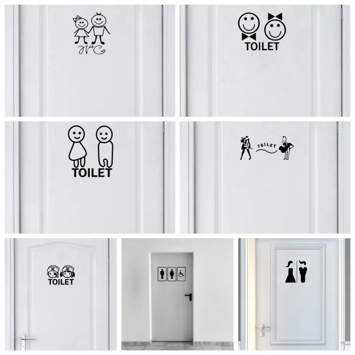 1pc Toilet label sticker Cartoon WC wall decoration Vinyl Mural Decal ...