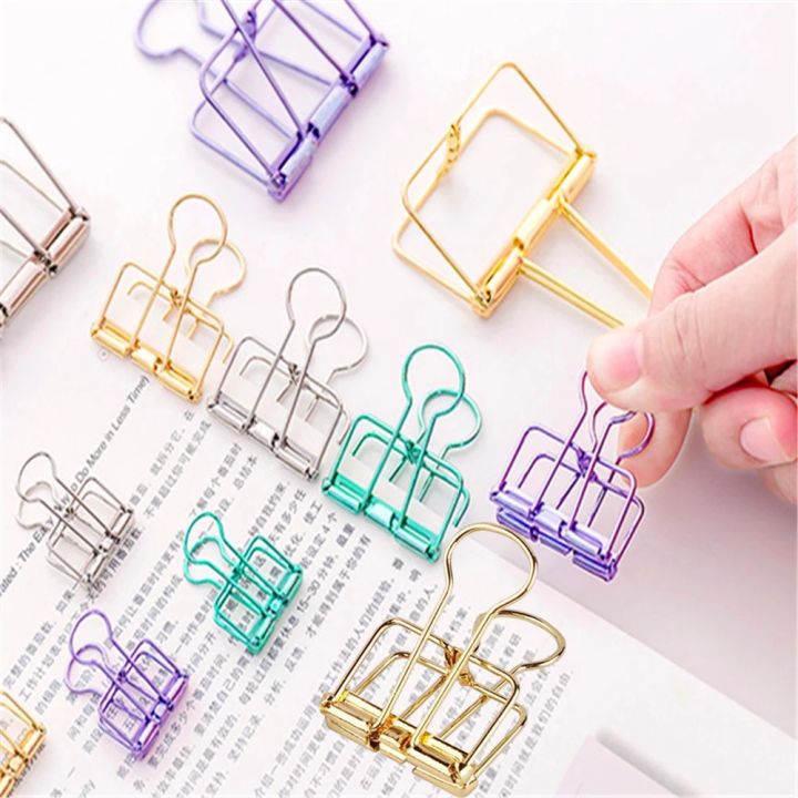 Mini Portable Hollow Out Metal Binder Clips/Multicolor Durable Notes Letter Paper Bookmark Binder Bill Clip/Dovetail Book File Clips