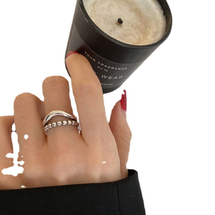 %E3%80%90Fresh%20designs%E3%80%91Fresh%20Ring%20925%20Silver%20Simple%20Round%20Beads%20Double%20Layer%20Student%20Open%20Finger%20Ring%20Trendy%20-%20Image%205